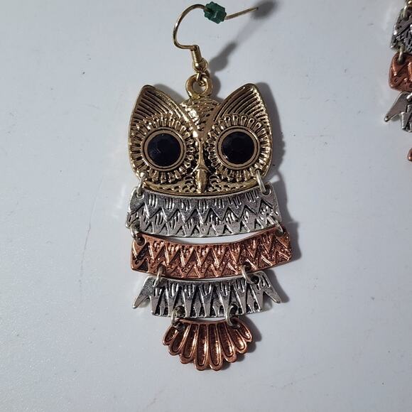 🌻3 For $18 Owl Dangle Boho Earrings - Picture 2 of 3